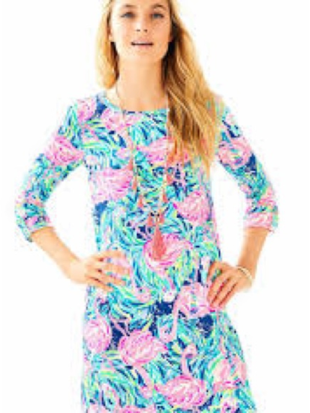 Lilly Pulitzer Linden Pink Flamingo Print Midi Dress